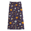 Halloween Eyeball Pattern Print Cotton Front Slit Maxi Skirt