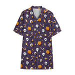 Halloween Eyeball Pattern Print Cotton Hawaiian Shirt