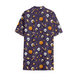 Halloween Eyeball Pattern Print Cotton Hawaiian Shirt