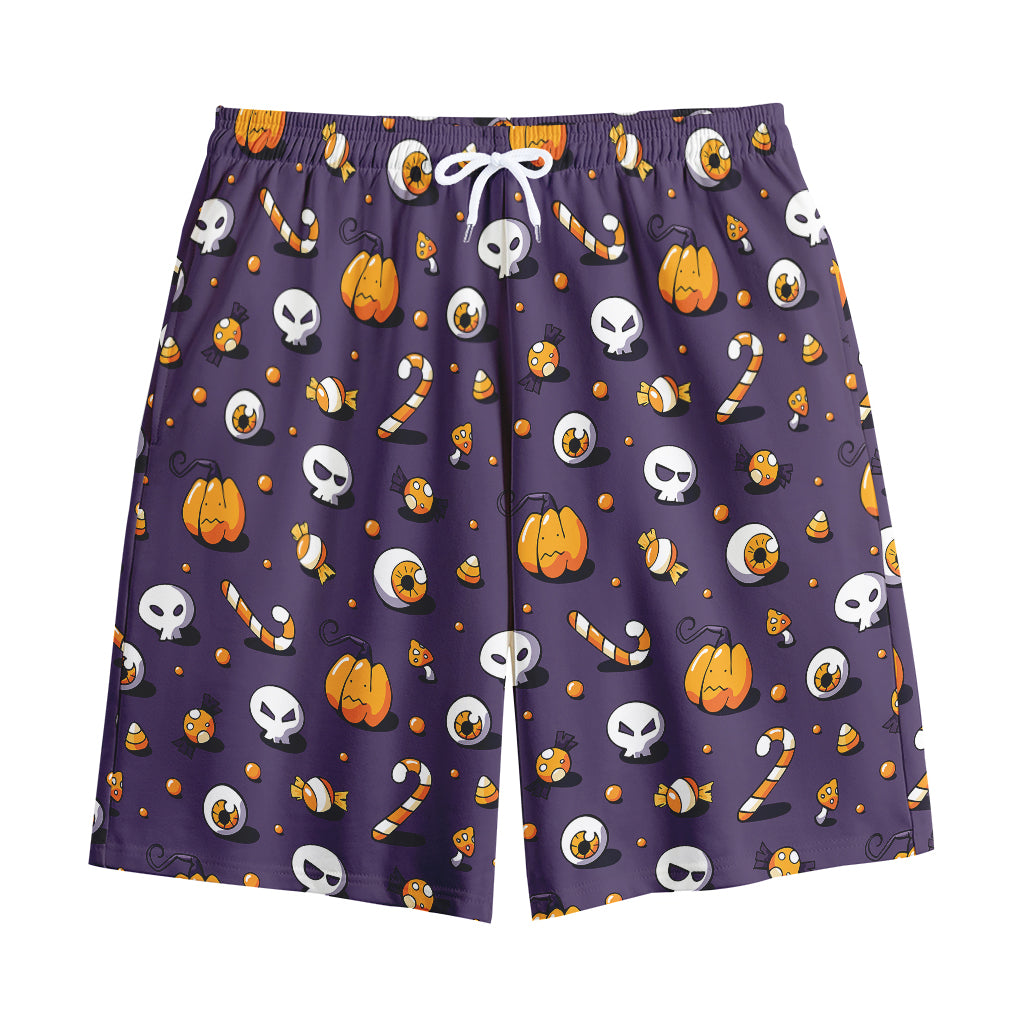 Halloween Eyeball Pattern Print Cotton Shorts