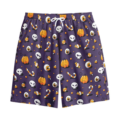 Halloween Eyeball Pattern Print Cotton Shorts