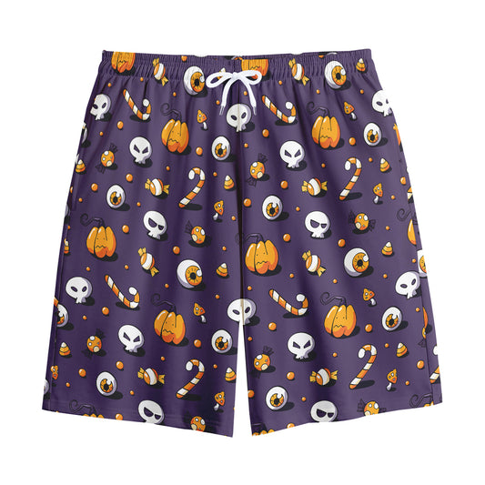 Halloween Eyeball Pattern Print Cotton Shorts