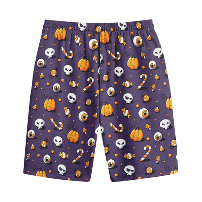 Halloween Eyeball Pattern Print Cotton Shorts