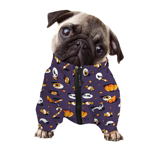 Halloween Eyeball Pattern Print Dog Zip Up Jacket