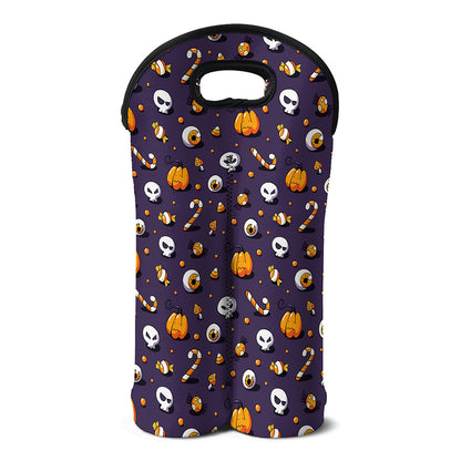 Halloween Eyeball Pattern Print Double Neoprene Wine Tote