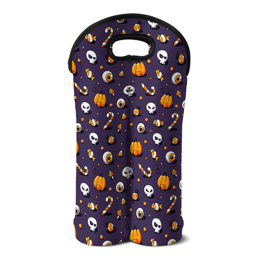 Halloween Eyeball Pattern Print Double Neoprene Wine Tote