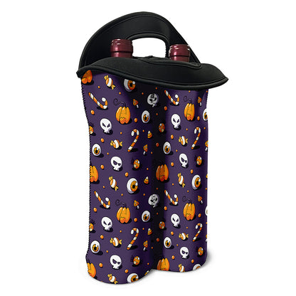 Halloween Eyeball Pattern Print Double Neoprene Wine Tote