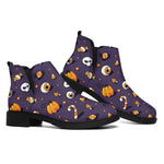 Halloween Eyeball Pattern Print Flat Ankle Boots