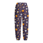 Halloween Eyeball Pattern Print Fleece Lined Knit Pants