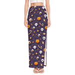 Halloween Eyeball Pattern Print High Slit Maxi Skirt