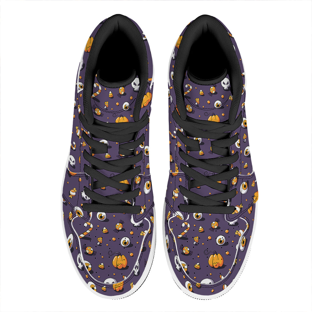 Halloween Eyeball Pattern Print High Top Leather Sneakers