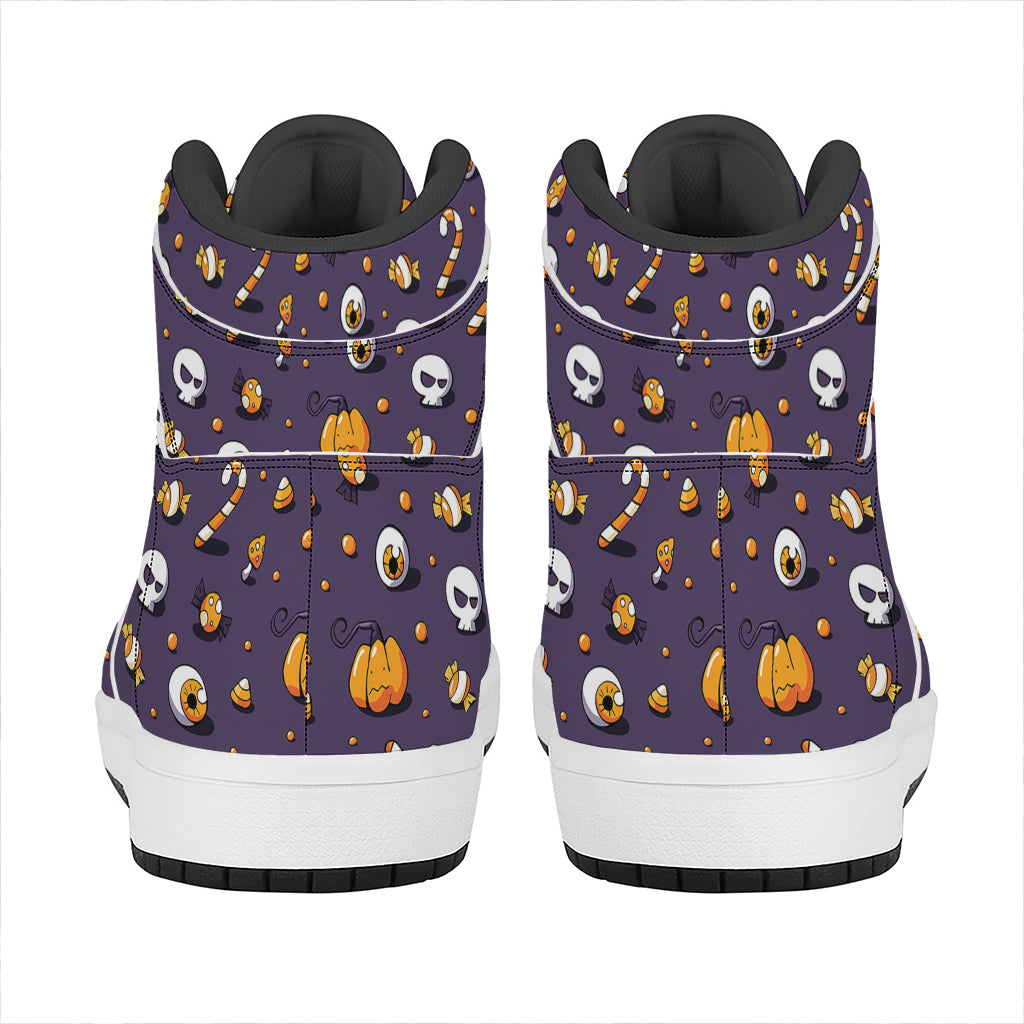 Halloween Eyeball Pattern Print High Top Leather Sneakers