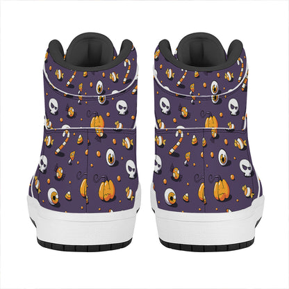 Halloween Eyeball Pattern Print High Top Leather Sneakers