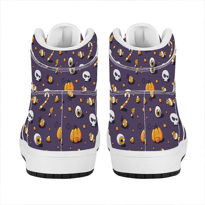 Halloween Eyeball Pattern Print High Top Leather Sneakers