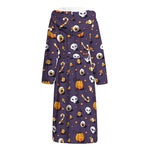 Halloween Eyeball Pattern Print Hooded Bathrobe
