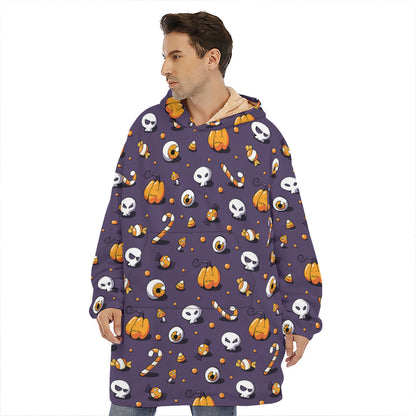 Halloween Eyeball Pattern Print Hoodie Blanket
