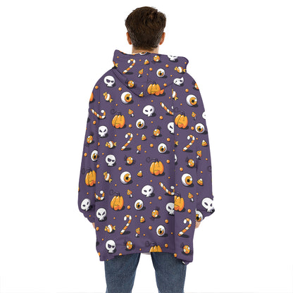 Halloween Eyeball Pattern Print Hoodie Blanket