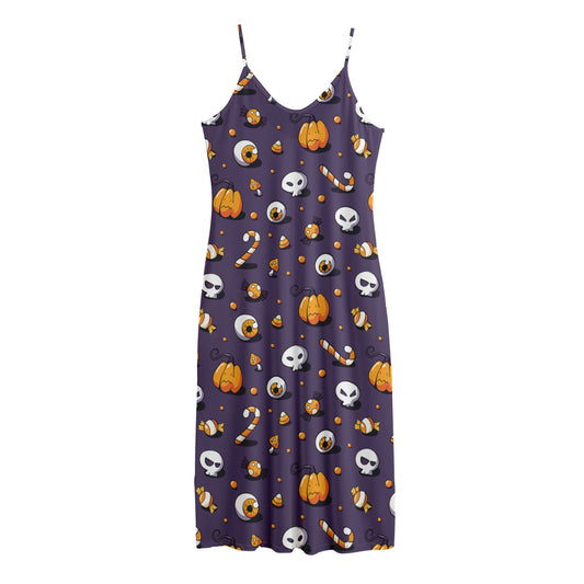 Halloween Eyeball Pattern Print Jersey Midi Cami Dress