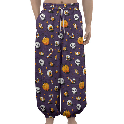 Halloween Eyeball Pattern Print Lantern Pants
