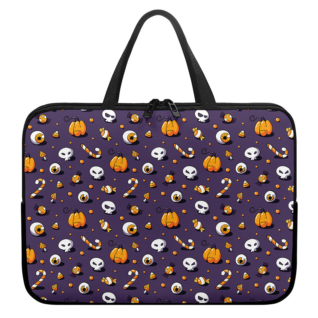 Halloween Eyeball Pattern Print Laptop Sleeve With Handle