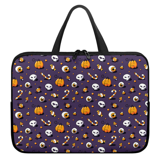 Halloween Eyeball Pattern Print Laptop Sleeve With Handle