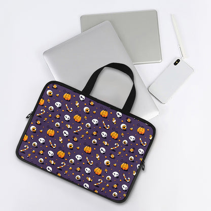 Halloween Eyeball Pattern Print Laptop Sleeve With Handle