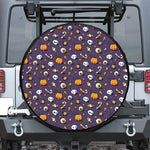 Halloween Eyeball Pattern Print Leather Spare Tire Cover