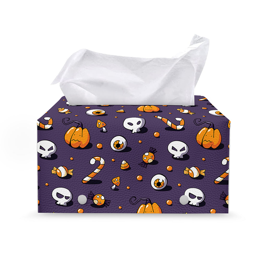 Halloween Eyeball Pattern Print Leather Tissue Box Cover