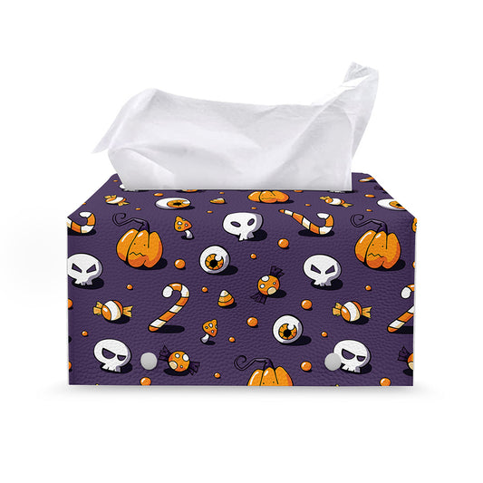Halloween Eyeball Pattern Print Leather Tissue Box Cover