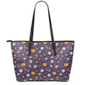 Halloween Eyeball Pattern Print Leather Tote Bag With Zipper