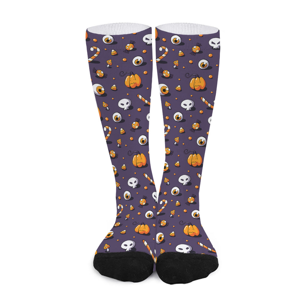 Halloween Eyeball Pattern Print Long Socks