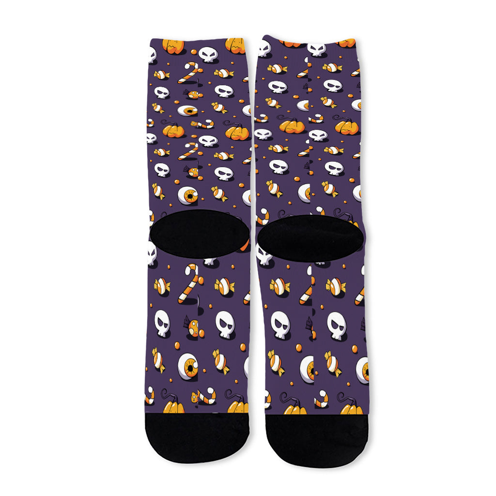 Halloween Eyeball Pattern Print Long Socks