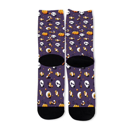 Halloween Eyeball Pattern Print Long Socks