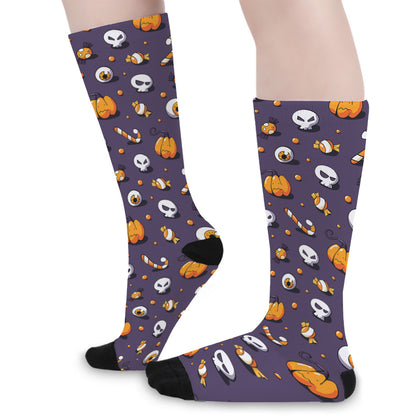 Halloween Eyeball Pattern Print Long Socks