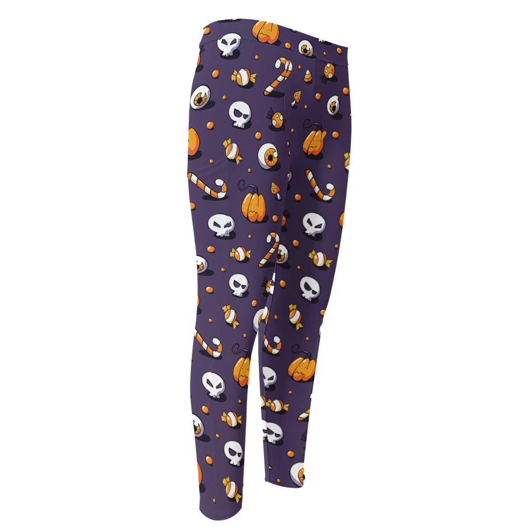 Halloween Eyeball Pattern Print Men's Compression Pants