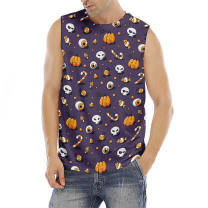 Halloween Eyeball Pattern Print Men's Fitness Tank Top