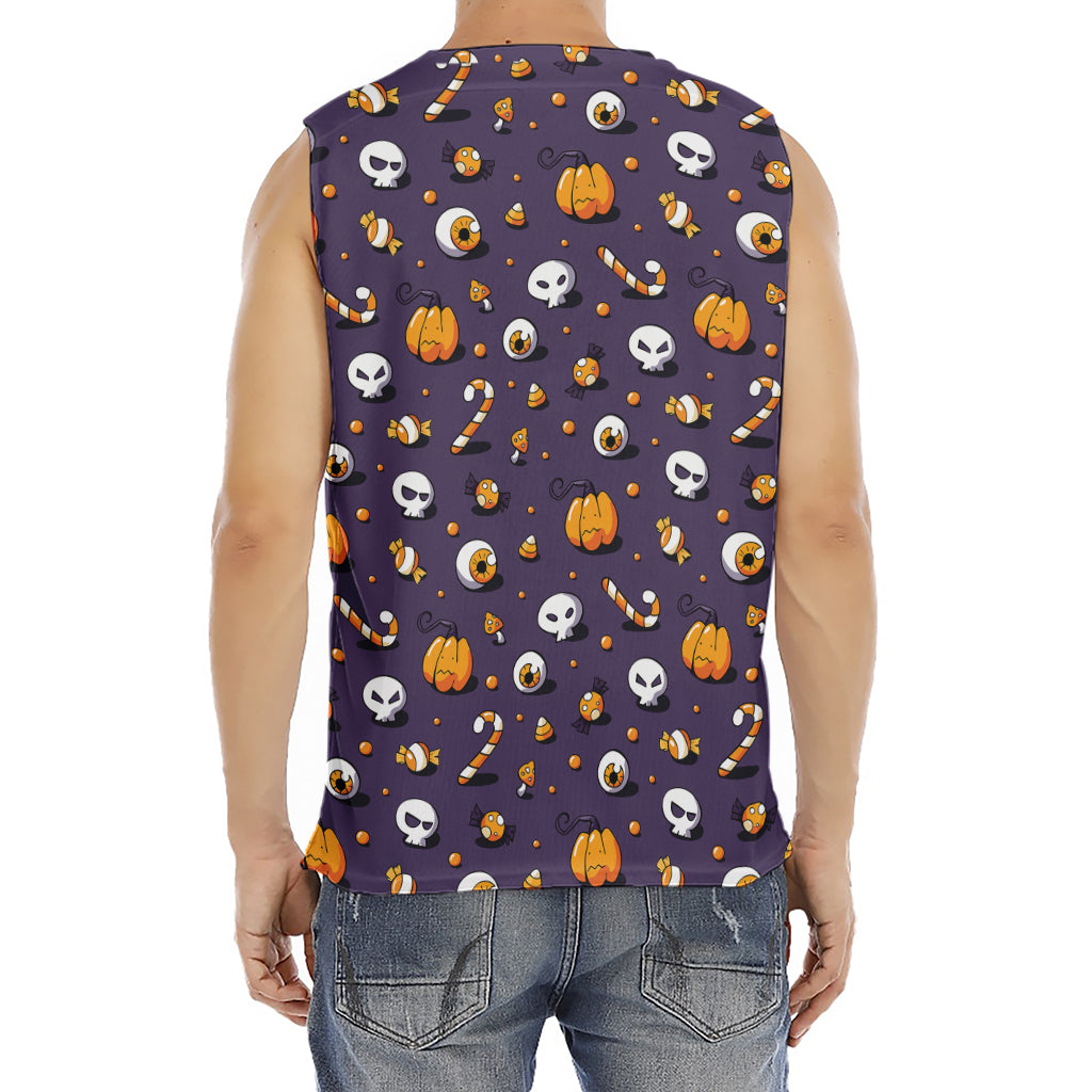 Halloween Eyeball Pattern Print Men's Fitness Tank Top
