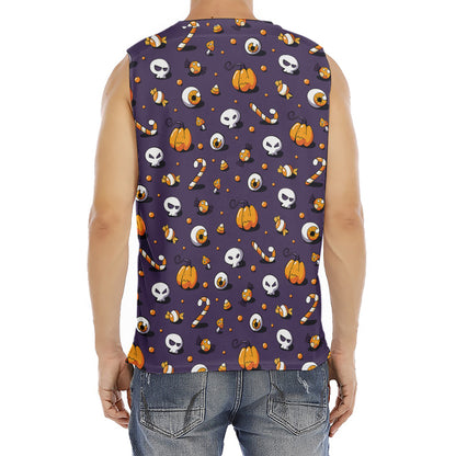 Halloween Eyeball Pattern Print Men's Fitness Tank Top
