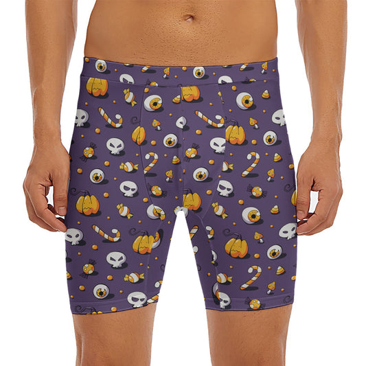 Halloween Eyeball Pattern Print Men's Long Boxer Briefs