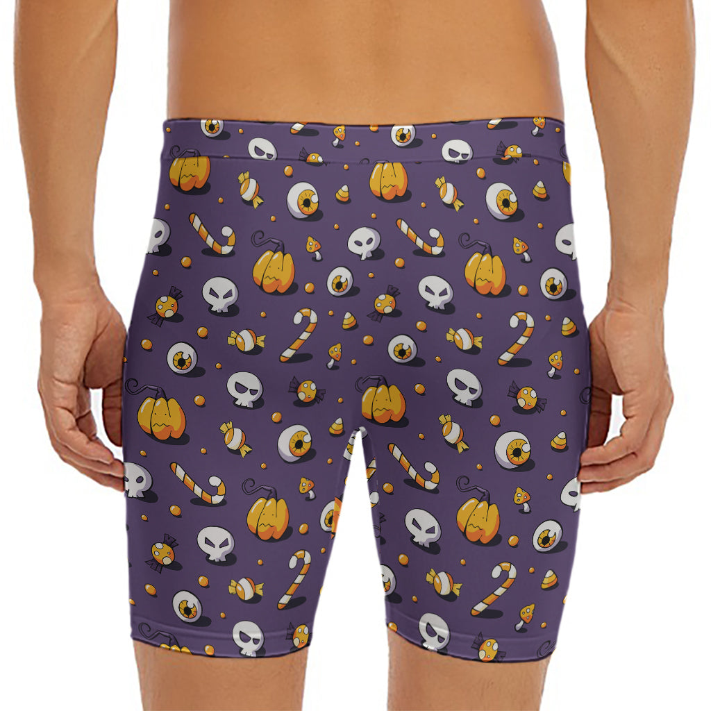 Halloween Eyeball Pattern Print Men's Long Boxer Briefs
