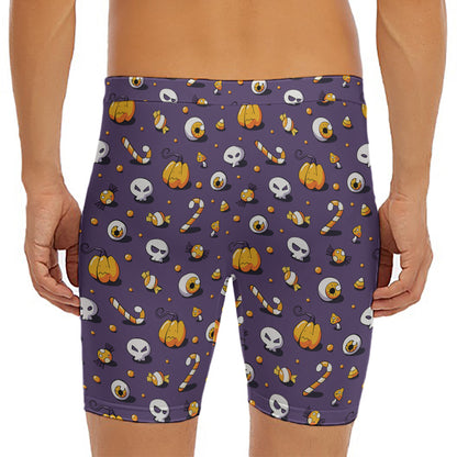 Halloween Eyeball Pattern Print Men's Long Boxer Briefs