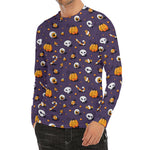 Halloween Eyeball Pattern Print Men's Long Sleeve Rash Guard