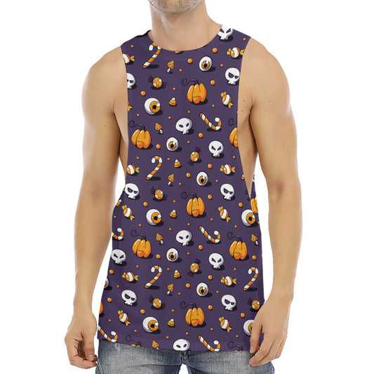 Halloween Eyeball Pattern Print Men's Muscle Tank Top