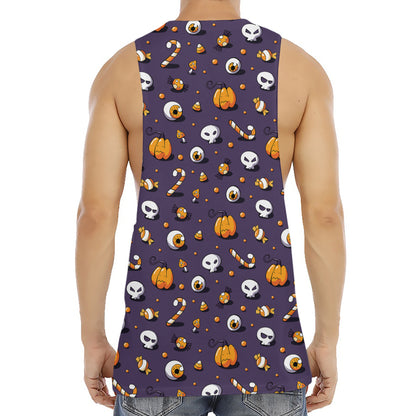 Halloween Eyeball Pattern Print Men's Muscle Tank Top