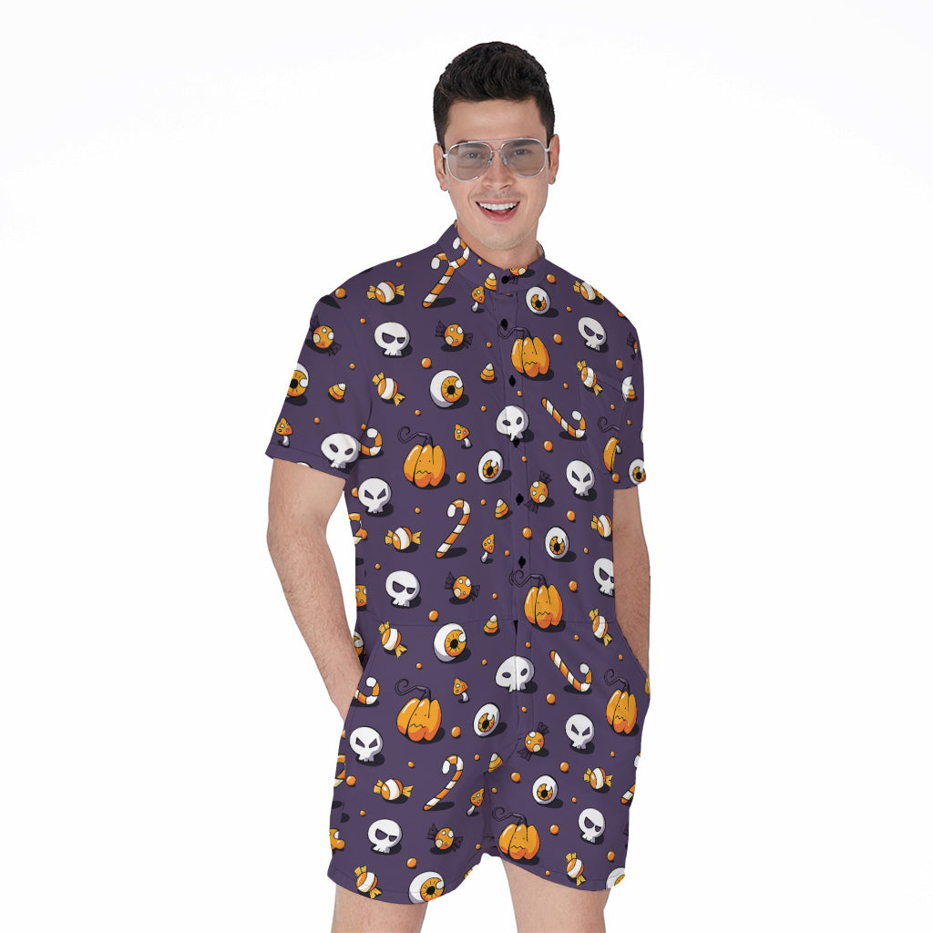 Halloween Eyeball Pattern Print Men's Rompers