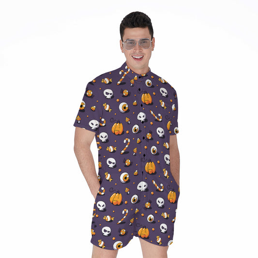 Halloween Eyeball Pattern Print Men's Rompers