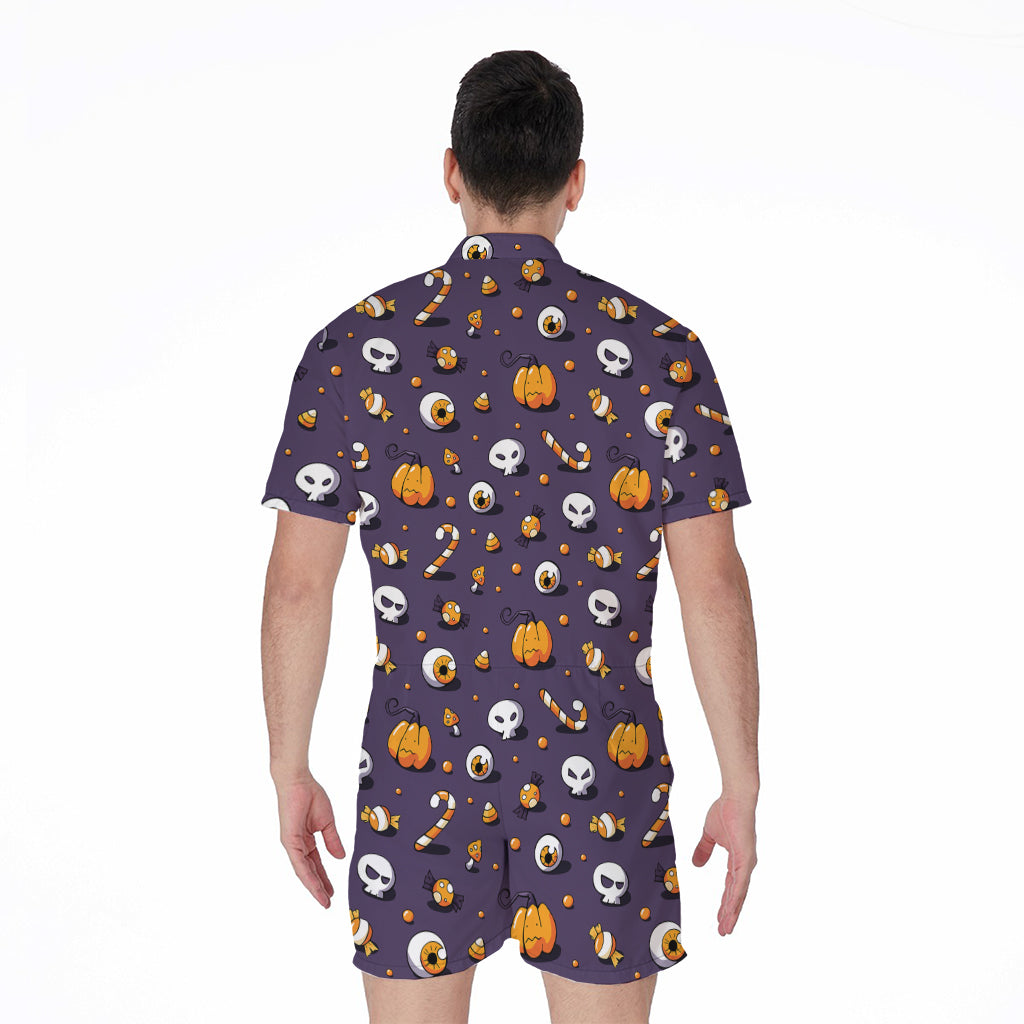 Halloween Eyeball Pattern Print Men's Rompers