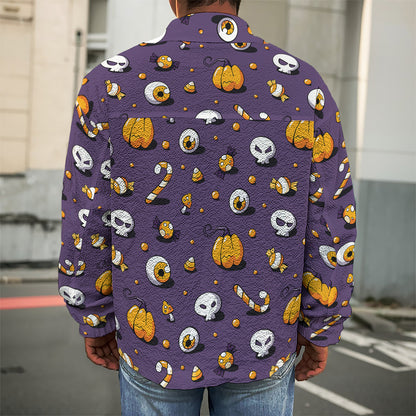 Halloween Eyeball Pattern Print Men's Shirt Jacket