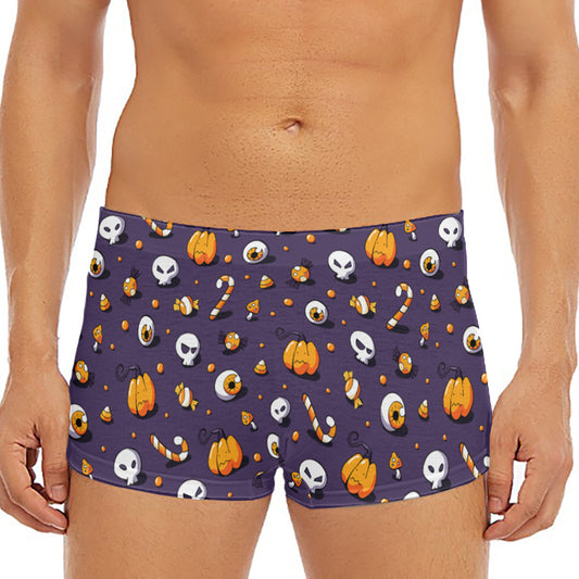 Halloween Eyeball Pattern Print Men's Short Boxer Briefs