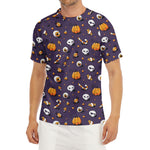Halloween Eyeball Pattern Print Men's Short Sleeve Rash Guard